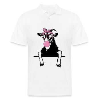 Ziege kaut Kaugummi - Männer Poloshirt - Weiß - Vorne - Kai (181cm)
