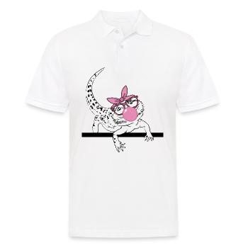 Bearded Dragon Blowing Bubble Gum - Männer Poloshirt - Weiß - Vorne - Kai (181cm)