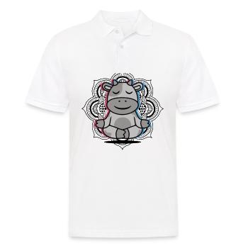 Yoga Rind Mandala Lotusblume Meditation Kuh - Männer Poloshirt - Weiß - Vorne - Kai (181cm)