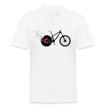 Vélo musical vélo avec note de musique vinyle - Polo Homme - blanc - Devant - Kai (181cm)