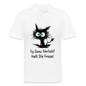 Ey ganz ehrlich? Halt die Fresse - Männer Poloshirt - Weiß - Vorne - Kai (181cm)