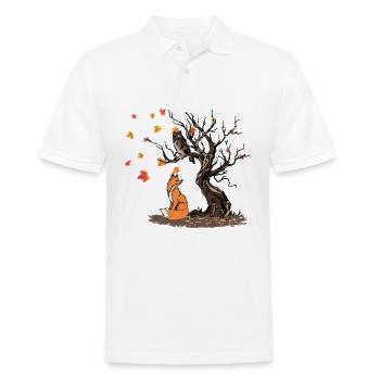 Fox And Owl On The Tree - Men's Polo Shirt - white - Front - Kai (181cm)