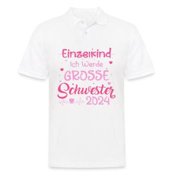 Ich werde eine große Schwester 2024 - Männer Poloshirt - Weiß - Vorne - Kai (181cm)