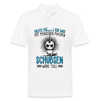 Heute Möchte Ich Was Mit Menschen Machen Schubsen - Männer Poloshirt - Weiß - Vorne - Kai (181cm)