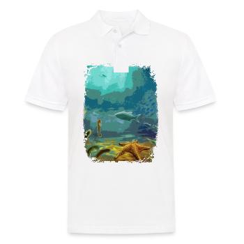 sous-marin aquarium poisson de mer lac corail - Polo Homme - blanc - Devant - Kai (181cm)