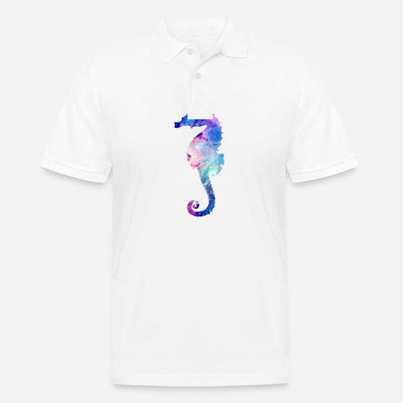 Galaxy Seepferdchen Stern Geschenk - Männer Poloshirt - Weiß