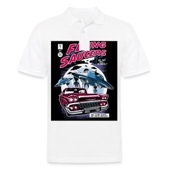 Alien Kidnapping Comic Ufo Flying Saucer - Men's Polo Shirt - white - Front - Kai (181cm)