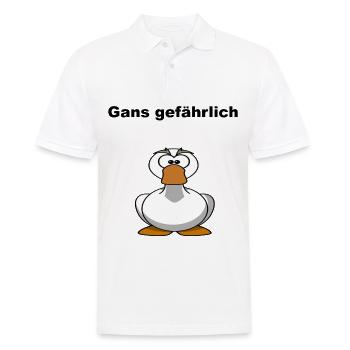 Gans gefährlich Tier Comic Wortspiel Geschenkidee - Männer Poloshirt - Weiß - Vorne - Kai (181cm)
