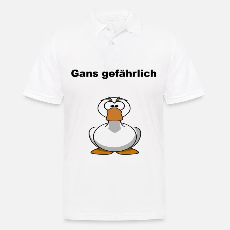 Gans gefährlich Tier Comic Wortspiel Geschenkidee - Männer Poloshirt - Weiß