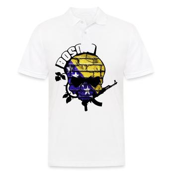 T-shirt Bosnie, crâne bosniaque Drapeau Bosna patriotique - Polo Homme - blanc - Devant - Kai (181cm)