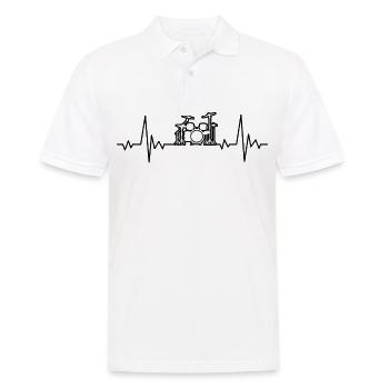 Drummer Herzschlag Musiker Schlagzeuger Geschenk - Männer Poloshirt - Weiß - Vorne - Kai (181cm)