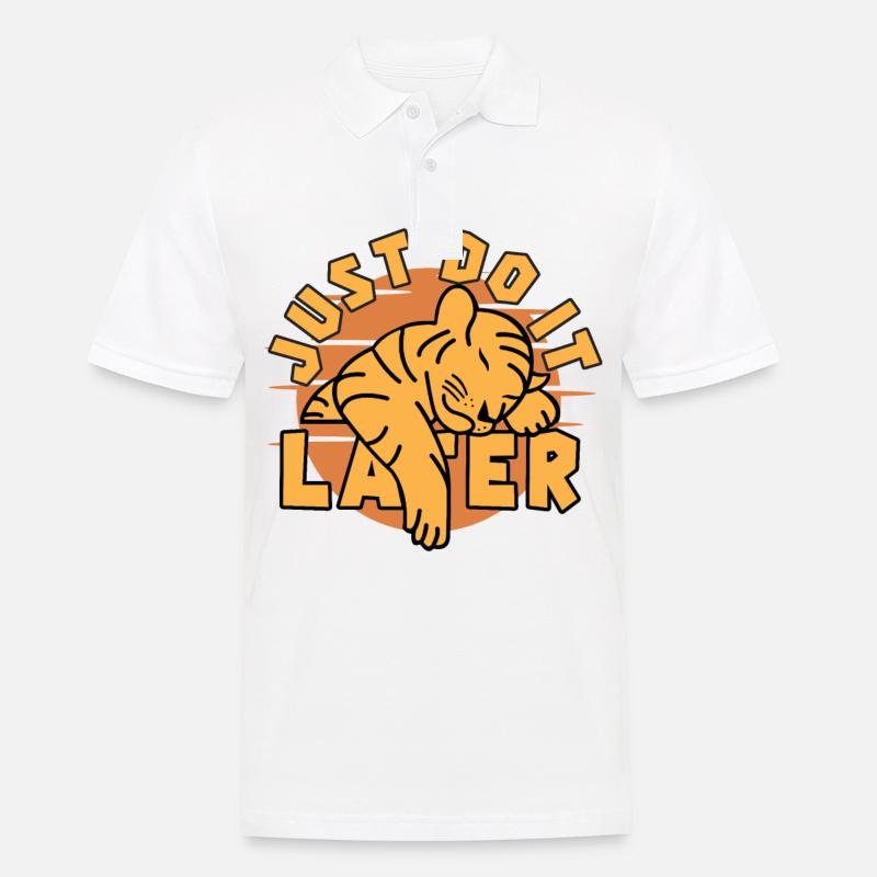Just do it later Tiger - Männer Poloshirt - Weiß