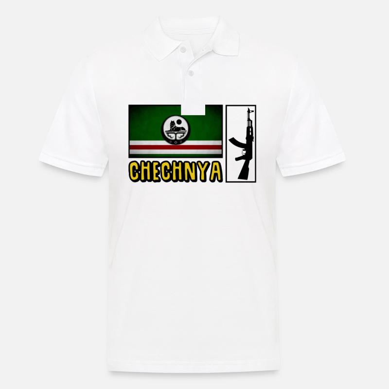 Chechnya Flagge Chechen Soldier - Männer Poloshirt - Weiß