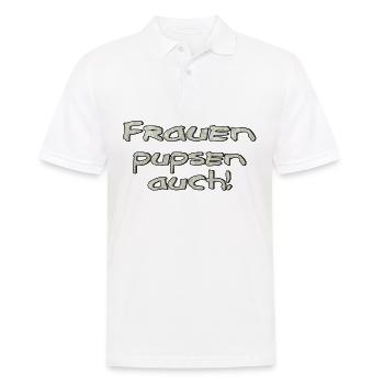Frauen pupsen auch - Männer Poloshirt - Weiß - Vorne - Kai (181cm)