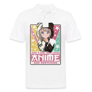 Kawaii Otaku - Cute Japanese Sketching Girl - Polo Homme - blanc - Devant - Kai (181cm)