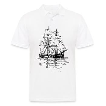 Ankerndes Segelschiff - Männer Poloshirt - Weiß - Vorne - Kai (181cm)