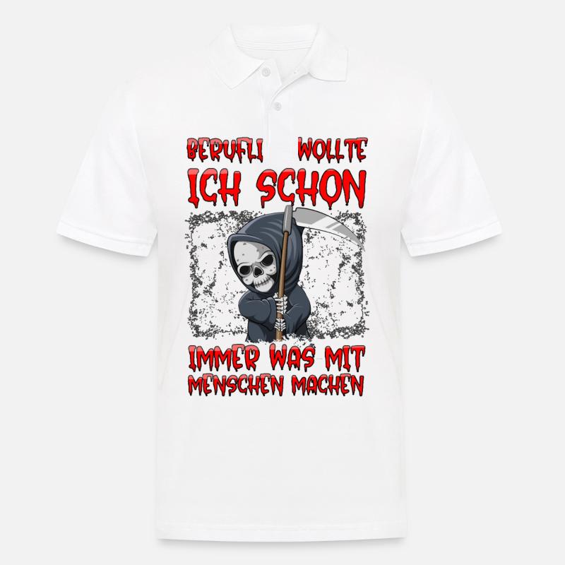 schwarzer Humor, Sensenmann Geschenk - Männer Poloshirt - Weiß