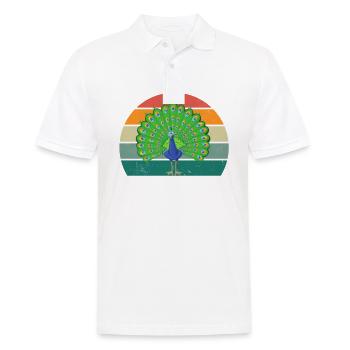 Pfaue Pfauenrad Pfauenfeder Hahn Henne Rad Pfau - Männer Poloshirt - Weiß - Vorne - Kai (181cm)