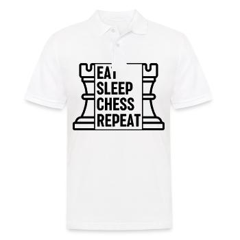 Schach Spruch Eat Sleep Chess Repeat - Männer Poloshirt - Weiß - Vorne - Kai (181cm)