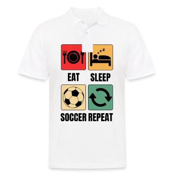 Manger dormir Soccer répéter le dicton de football - Polo Homme - blanc - Devant - Kai (181cm)