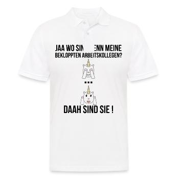 Einhor Funny collègue de travail disant geek - Polo Homme - blanc - Devant - Kai (181cm)