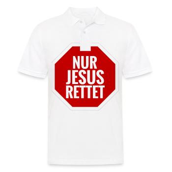 nur jesus rettet - Männer Poloshirt - Weiß - Vorne - Kai (181cm)