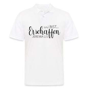 du bist erschaffen christliche Kleidung - Männer Poloshirt - Weiß - Vorne - Kai (181cm)