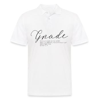 Gnade - denn aus Gnade seid ihr errettet Bibelvers - Männer Poloshirt - Weiß - Vorne - Kai (181cm)