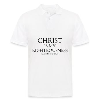 Christus ist meine Gerechtigkeit - Männer Poloshirt - Weiß - Vorne - Kai (181cm)
