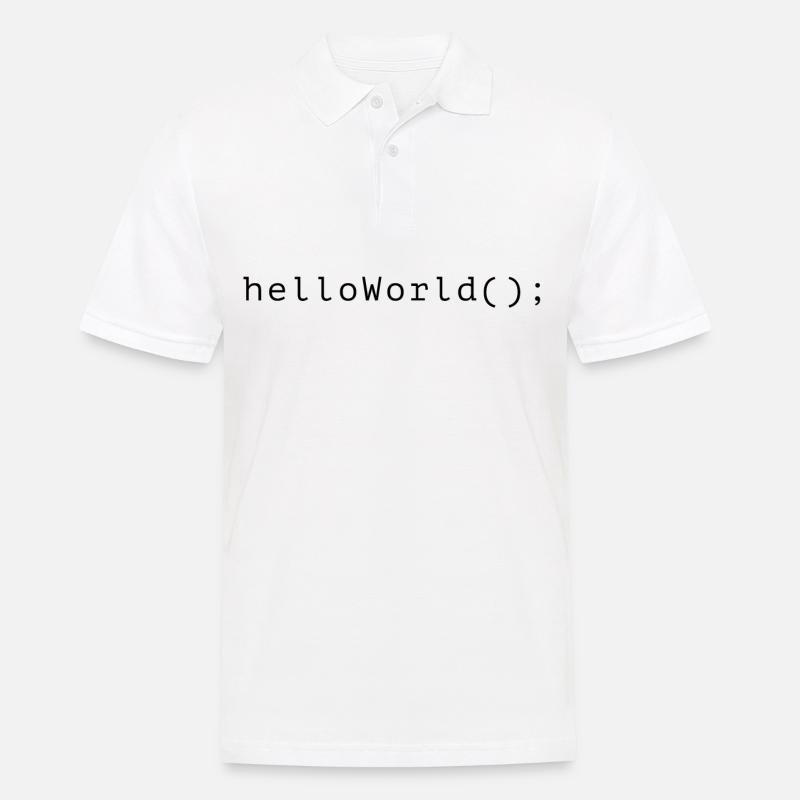 Code de programme HelloWorld Codage Informatik - Polo Homme - blanc