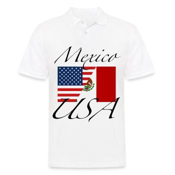 Mexiko USA Flagge - Männer Poloshirt - Weiß - Vorne - Kai (181cm)