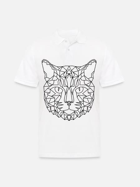 Cat Geometric - Men's Polo Shirt - white