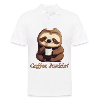 morning grouch coffee addicted sloth coffee junkie - Men's Polo Shirt - white - Front - Kai (181cm)