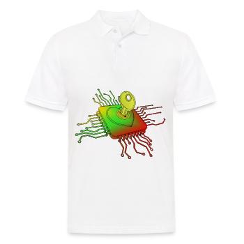 PC Hardware mit Schlüssel und Schloss Geschenkidee - Männer Poloshirt - Weiß - Vorne - Kai (181cm)
