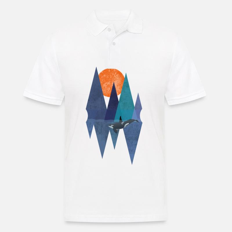 Polygon Orca Killer Wal Design - Männer Poloshirt - Weiß