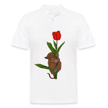 Cute monkey holds on to flower. Leprechaun lemur - Men's Polo Shirt - white - Front - Kai (181cm)