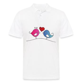 Little Love Birds lustige niedliche Vögel Comic - Männer Poloshirt - Weiß - Vorne - Kai (181cm)