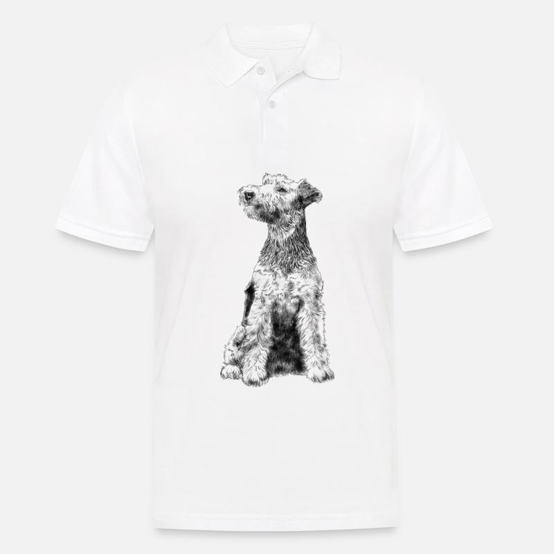 Sitzender Welsh Terrier Hund - Männer Poloshirt - Weiß