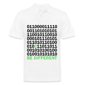 Cadeau Be Different Binary Code Nerd - Polo Homme - blanc - Devant - Kai (181cm)