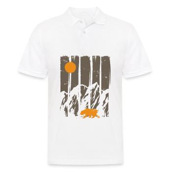 Mountains, Moon and Bear - - Men's Polo Shirt - white - Front - Kai (181cm)