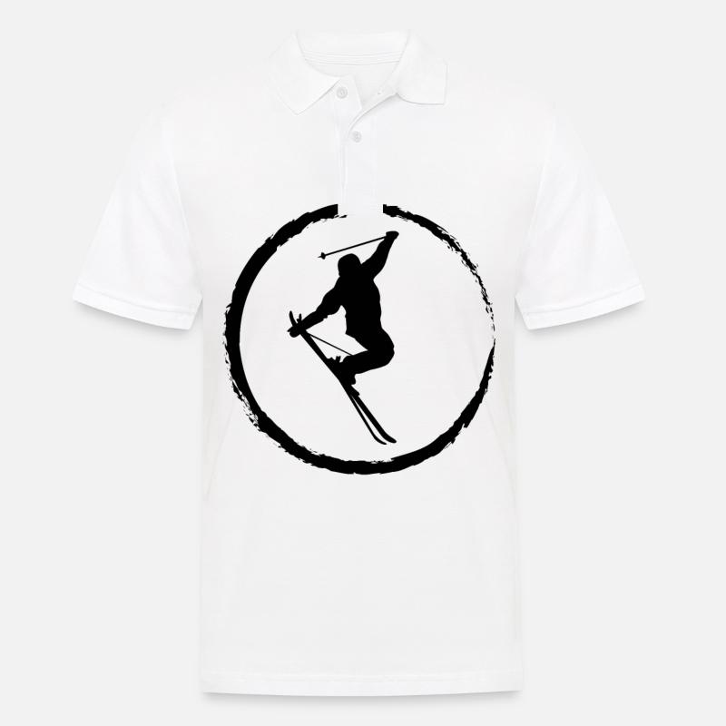 Cricle and Skiing - (2) - Männer Poloshirt - Weiß