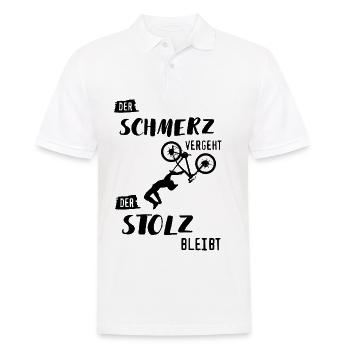 Der Schmerz verhogt der Stolz Bleibt - - Männer Poloshirt - Weiß - Vorne - Kai (181cm)