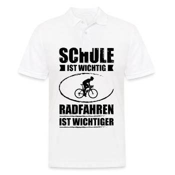 SCHULE IST WICHTIG RADAHREN IST WICHTIGER - - Männer Poloshirt - Weiß - Vorne - Kai (181cm)
