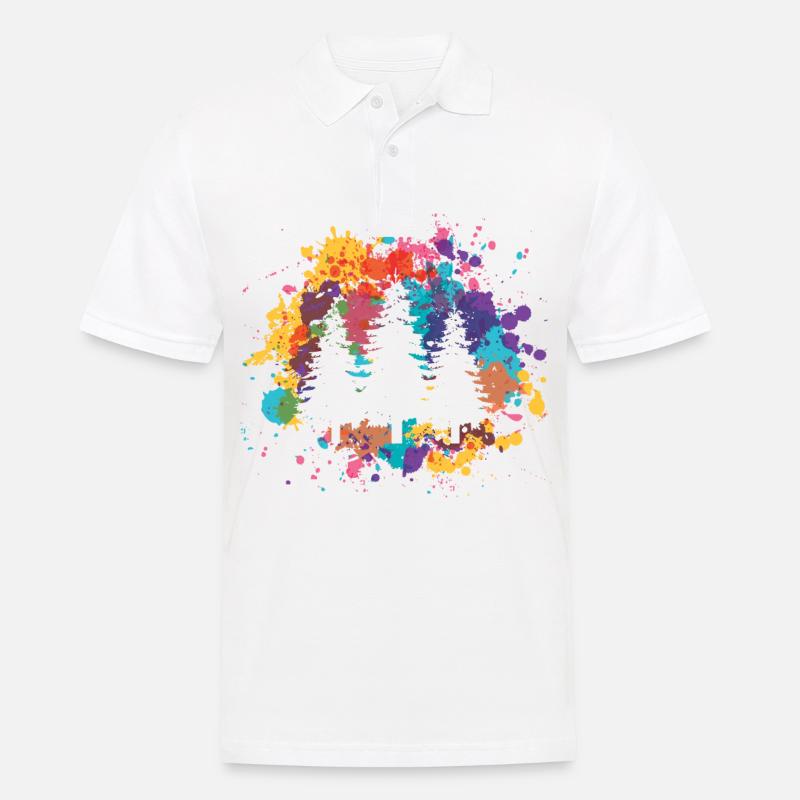 Buntes Spritzen und Baum - - Männer Poloshirt - Weiß