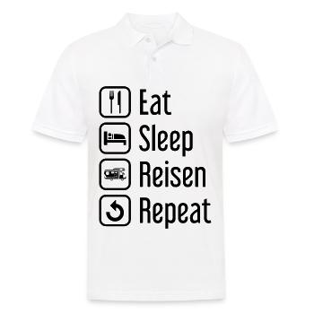 Essen Sie REISEN-Wiederholung - - Männer Poloshirt - Weiß - Vorne - Kai (181cm)