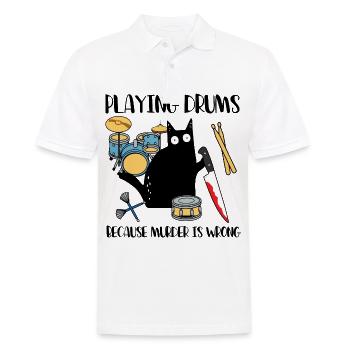 Playing Drums Because Murder Is Wrong Schlagzeug - Men's Polo Shirt - white - Front - Kai (181cm)