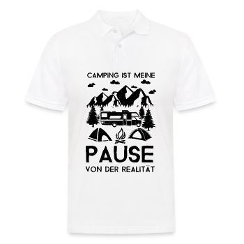 Camping - Pause von der Realität - - Männer Poloshirt - Weiß - Vorne - Kai (181cm)