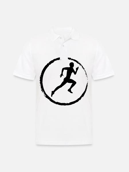 Cricle and Running - (2) - Men's Polo Shirt - white