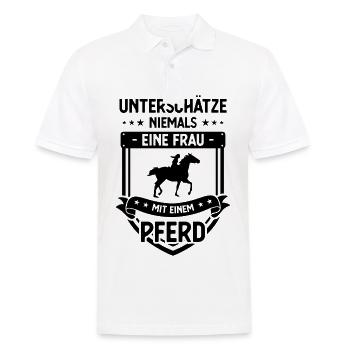 Unterschette Niemals Einer Frau mit einem PFERD - - Männer Poloshirt - Weiß - Vorne - Kai (181cm)