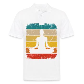 Vintage-Platz und Yoga - - Männer Poloshirt - Weiß - Vorne - Kai (181cm)